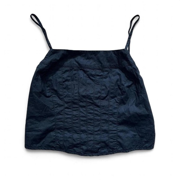 American Eagle Black Corset Style Cami Tank Top Smocked Back Size Small - Picture 4 of 5